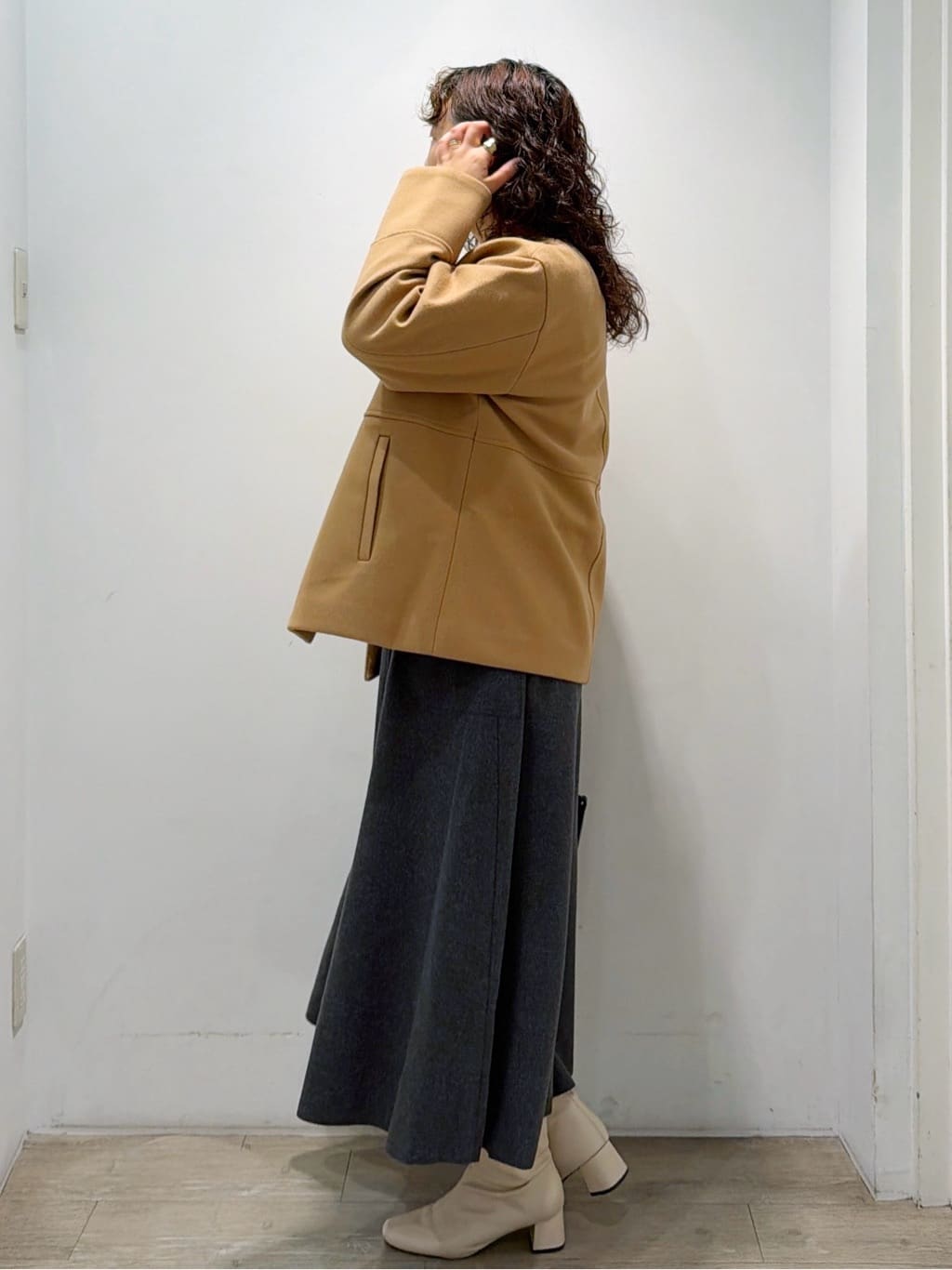 sumicaさんの「OPAQUE.CLIP｜ウールライクメルトンノーカラーコート【洗濯機洗い可】」を使ったコーディネート