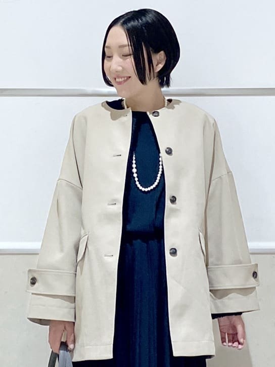 eriko さんの「Dessin｜【花粉ガード/撥水加工/洗える】クルーネックスプリングコート」を使ったコーディネート