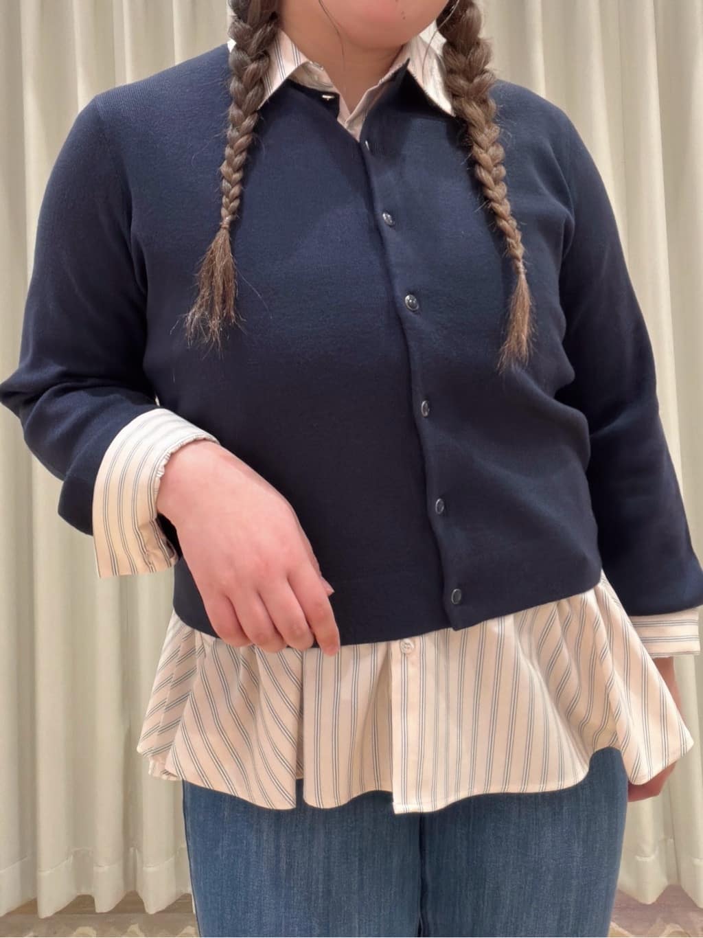suzuさんの「grove｜【洗える】毛玉軽減クルーネックカーディガン」を使ったコーディネート