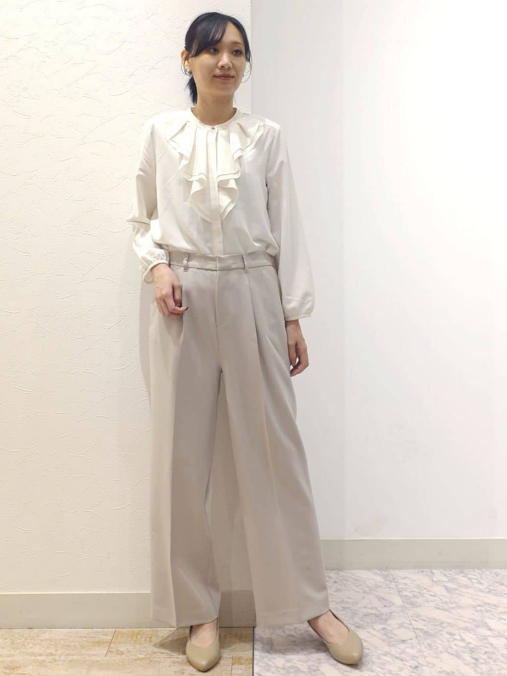 ケイさんの「grove｜【マシンウォッシュ／防シワ/SS-3L】ストレッチノーカラージャケット」を使ったコーディネート