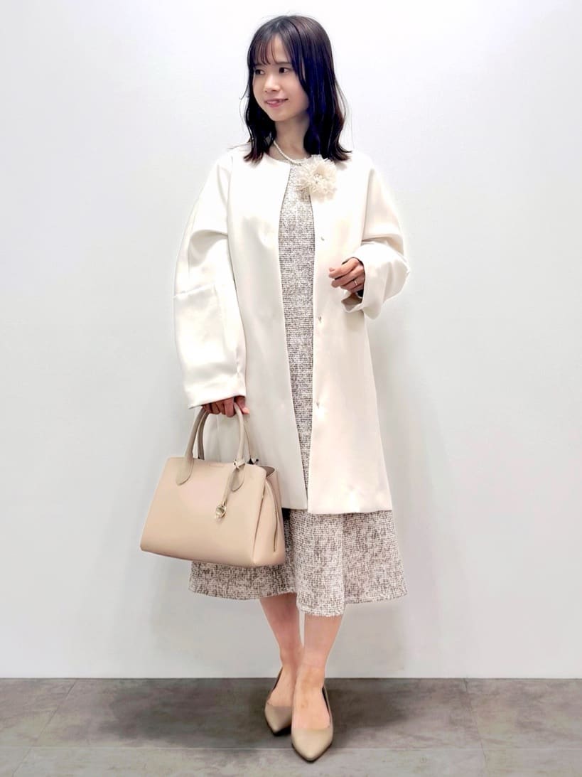 kozuさんの「index｜ミックスツイードフレアワンピース【洗える／イージーアイロン／ストレッチ】《S～3L》」を使ったコーディネート