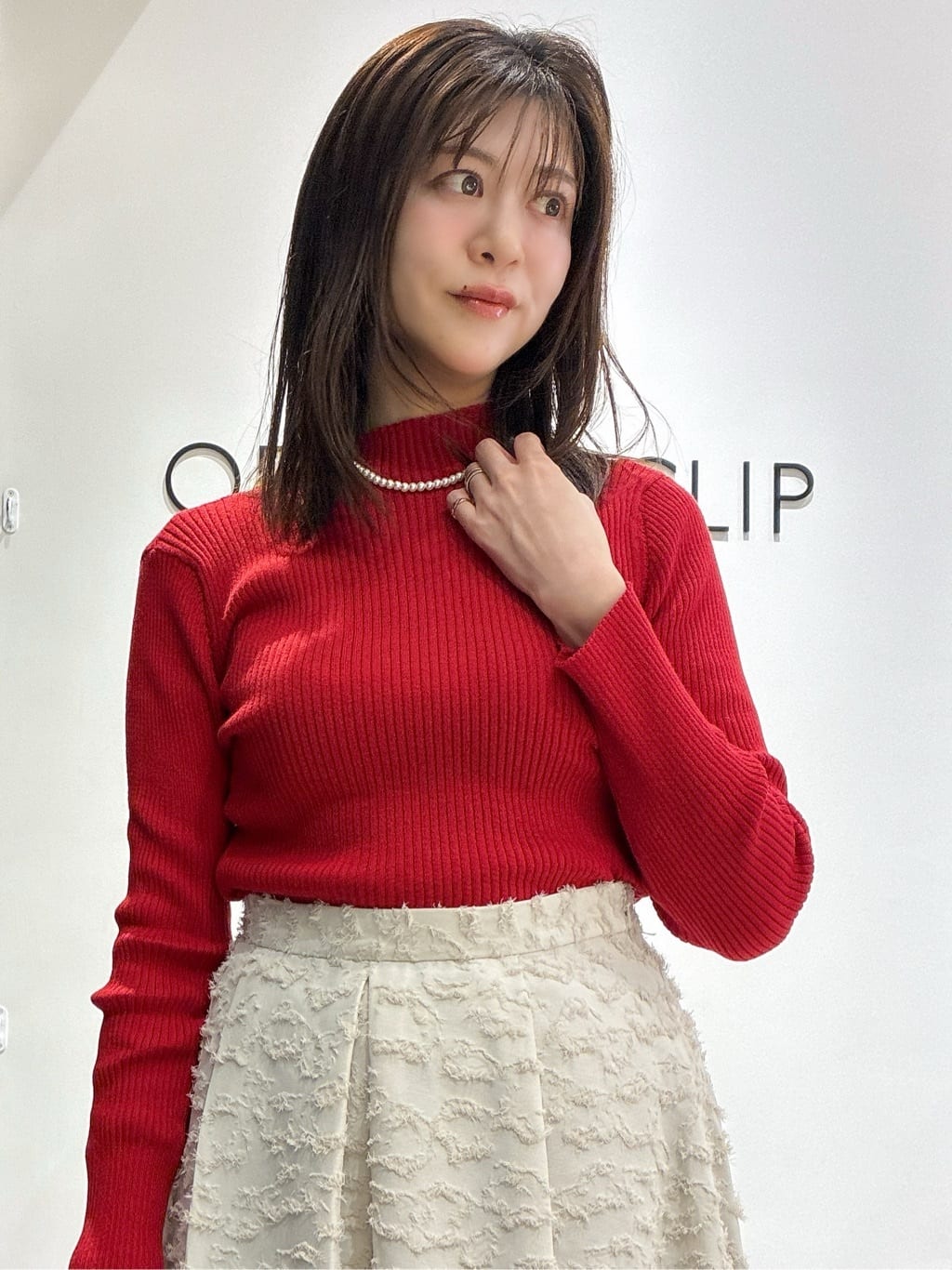 もんちゃんさんの「OPAQUE.CLIP｜ハイネックリブニット【洗濯機OK】」を使ったコーディネート