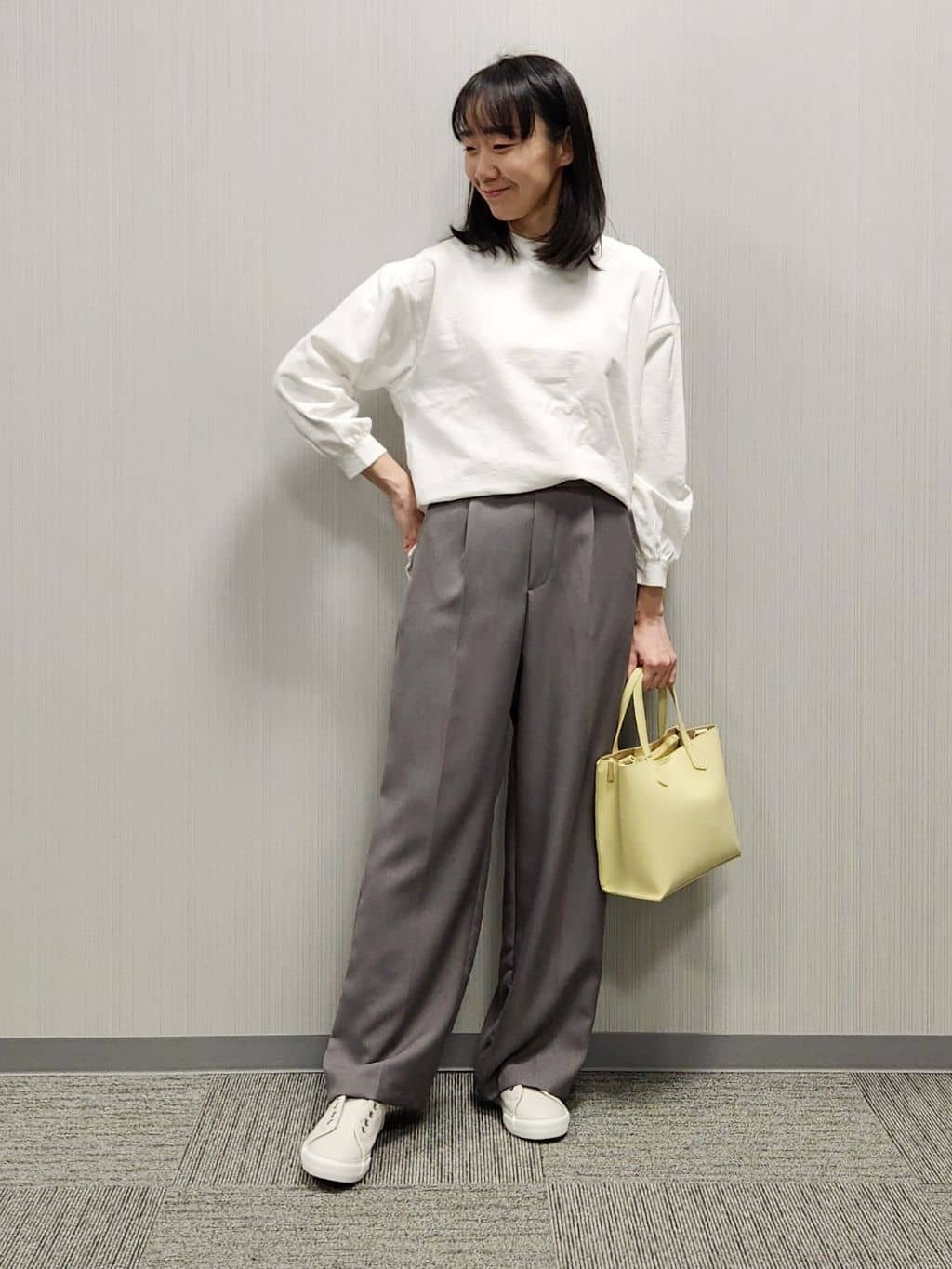 naraさんの「Dessin｜【360度可愛い・洗える】バックヘンリーカットソー」を使ったコーディネート