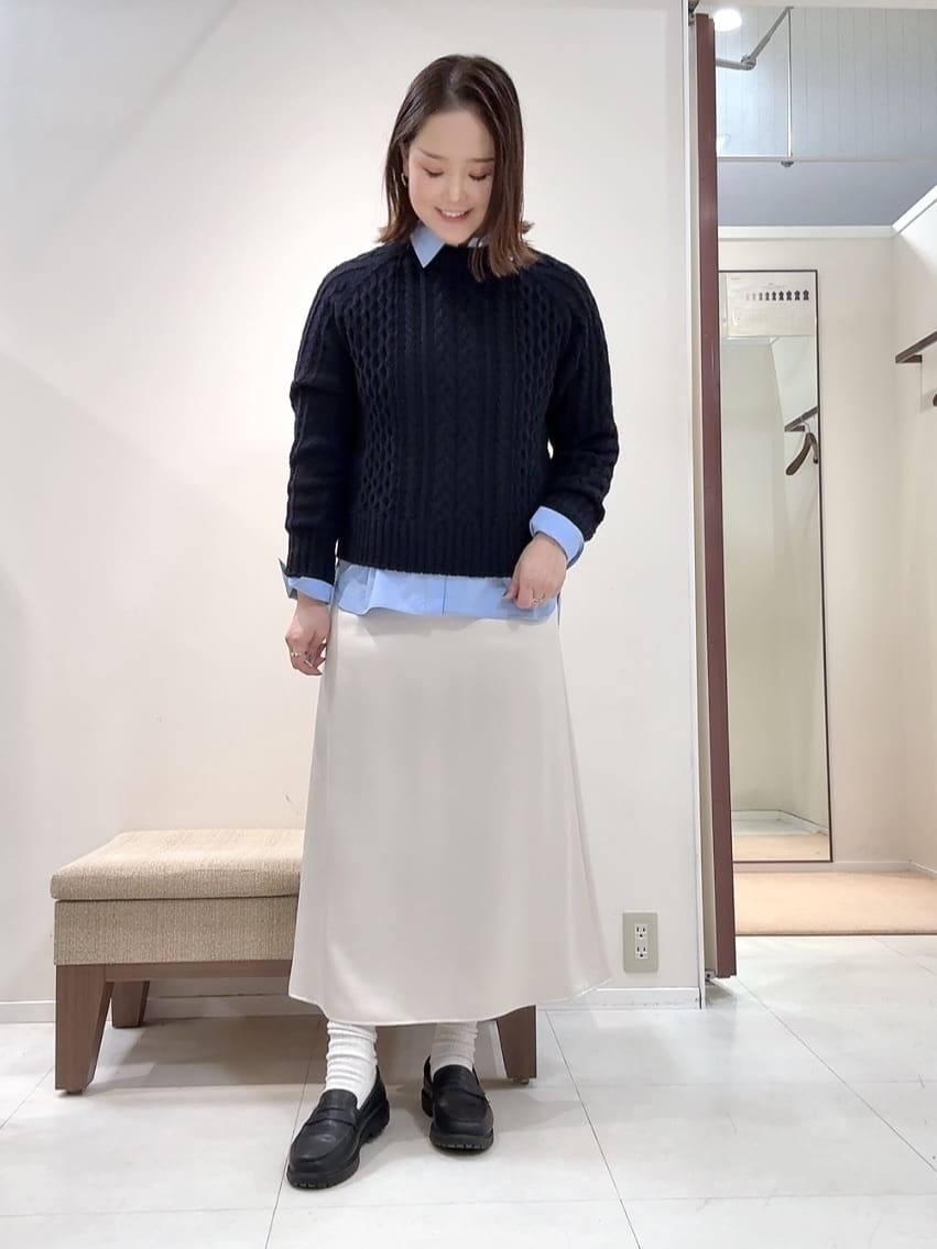 YUIさんの「UNTITLED｜【洗える】スポンディッシュ ケーブル柄ニット」を使ったコーディネート