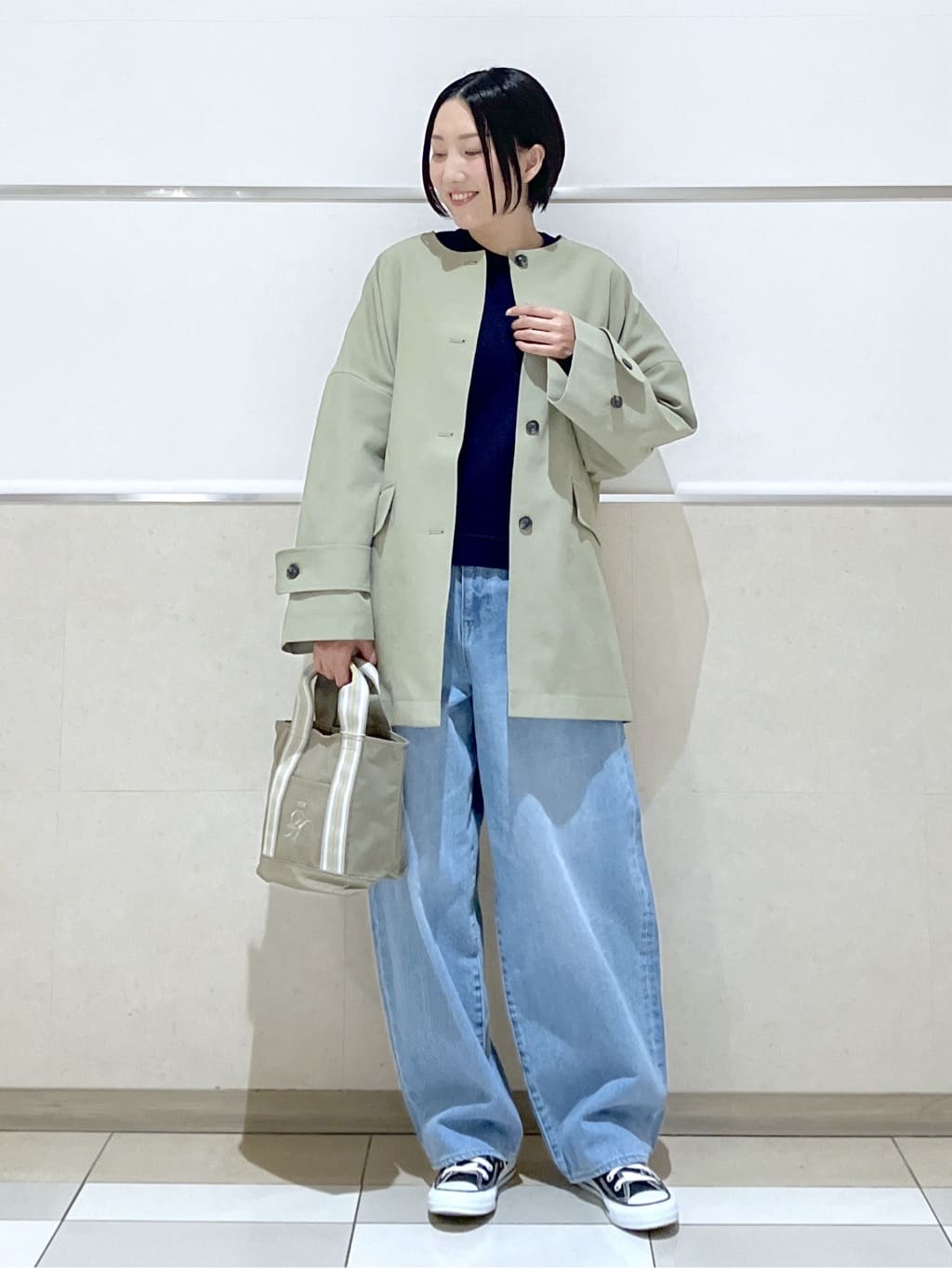 eriko さんの「Dessin｜【花粉ガード/撥水加工/洗える】クルーネックスプリングコート」を使ったコーディネート