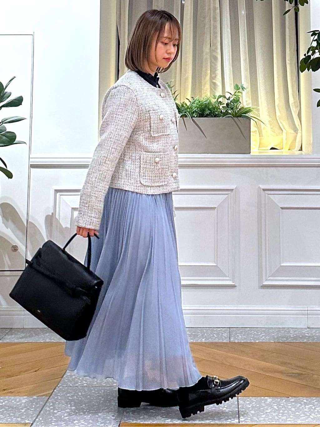 なべこさんの「DRESSTERIOR｜【ウォッシャブル/通勤】スタンドフリル ブラウス」を使ったコーディネート