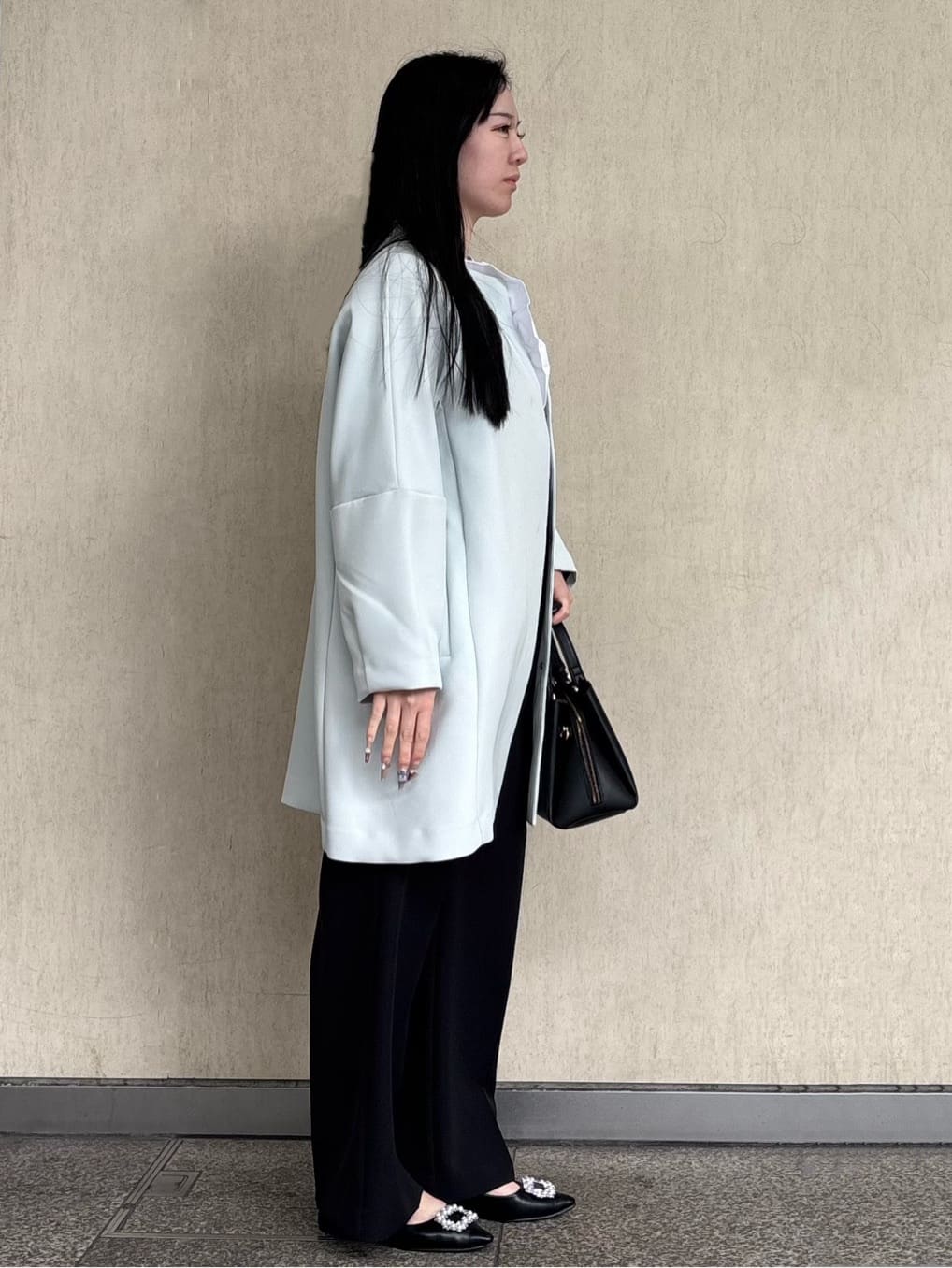 ささんの「OPAQUE.CLIP｜フォルムスリーブミドルコート【洗濯機OK】」を使ったコーディネート