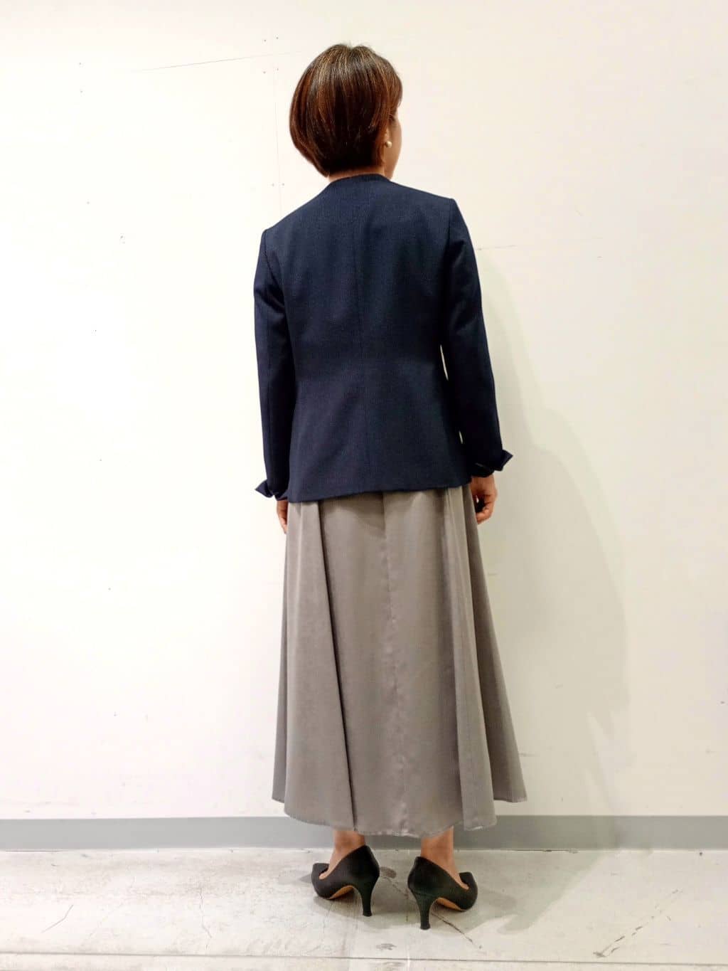 Kさんの「INDIVI｜【洗える／通勤／スーツ】メランジストレッチ ノーカラージャケット」を使ったコーディネート
