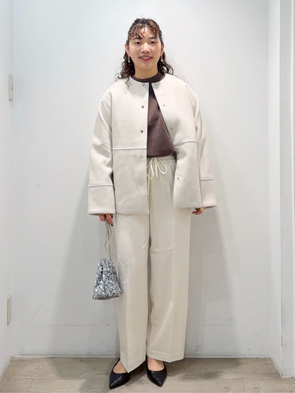 sumicaさんの「OPAQUE.CLIP｜ウールライクメルトンノーカラーコート【洗濯機洗い可】」を使ったコーディネート