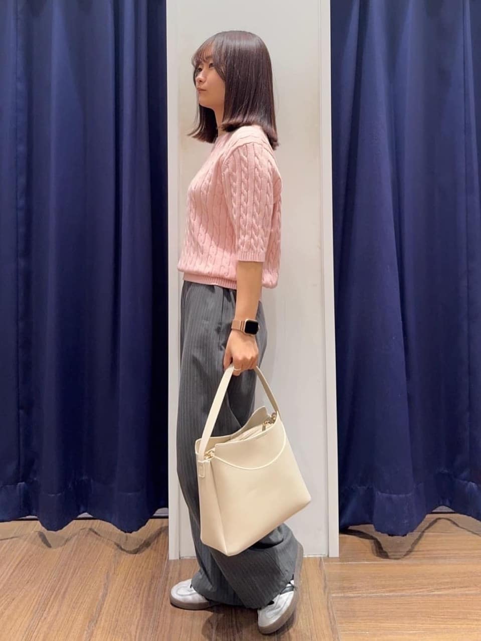cherryさんの「THE SHOP TK｜【POLO BCS 別注】5分袖ケーブルニット」を使ったコーディネート