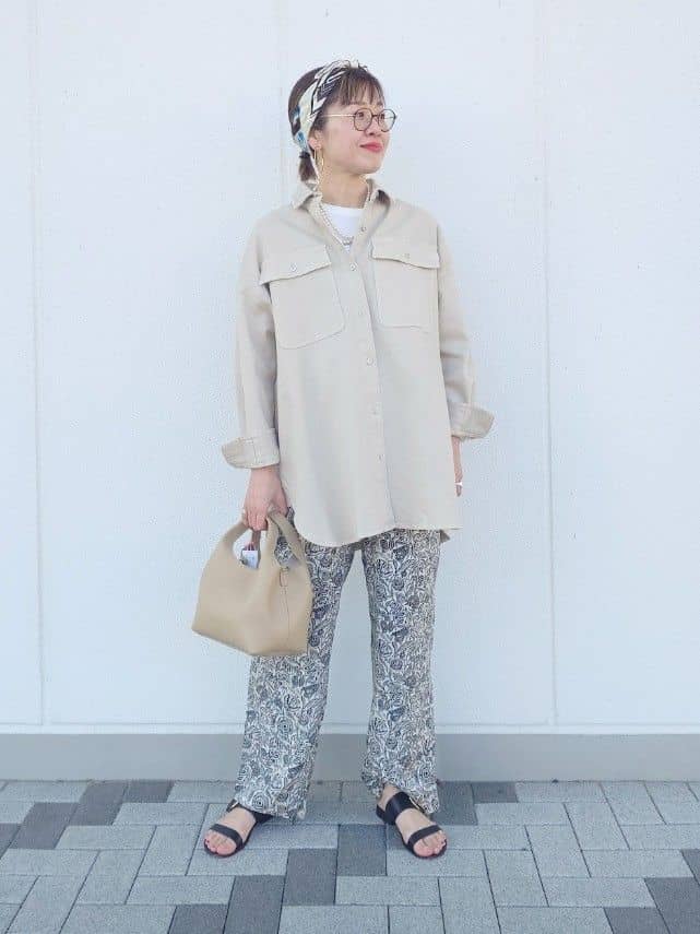 MUTSUKOさんの「UNTITLED｜【Munich】ワイドレッグイージーパンツ／flower」を使ったコーディネート