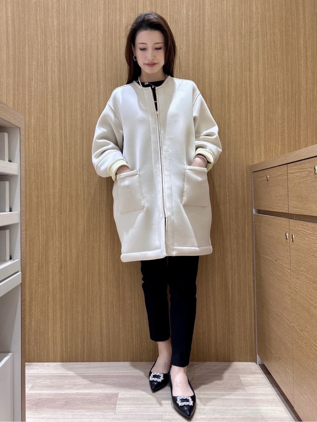 maiさんの「OPAQUE.CLIP｜リバーシブル配色ノーカラーコート【洗濯機OK】」を使ったコーディネート