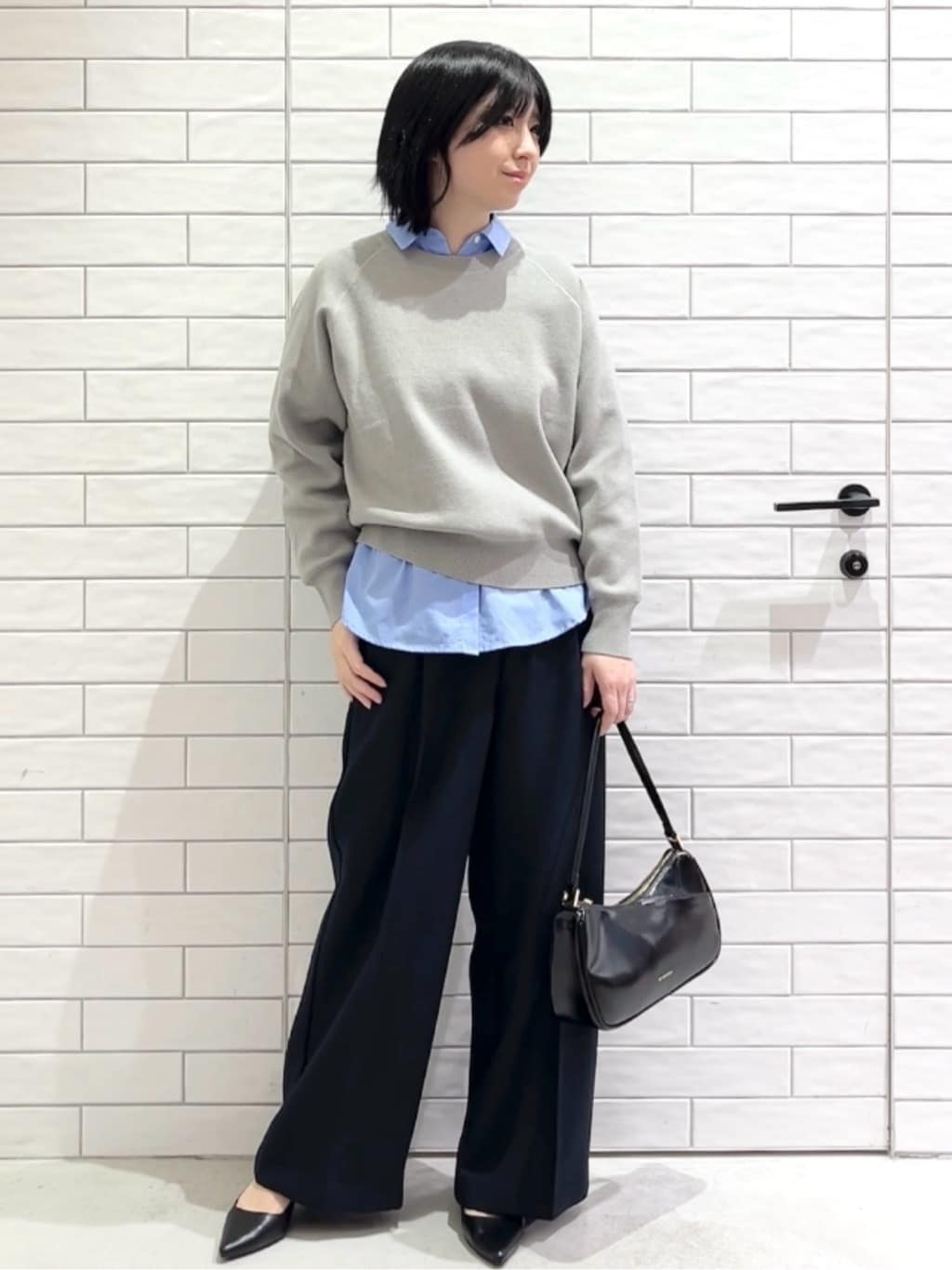 しおりさんの「OPAQUE.CLIP｜スウェットライクニット【洗濯機OK】」を使ったコーディネート