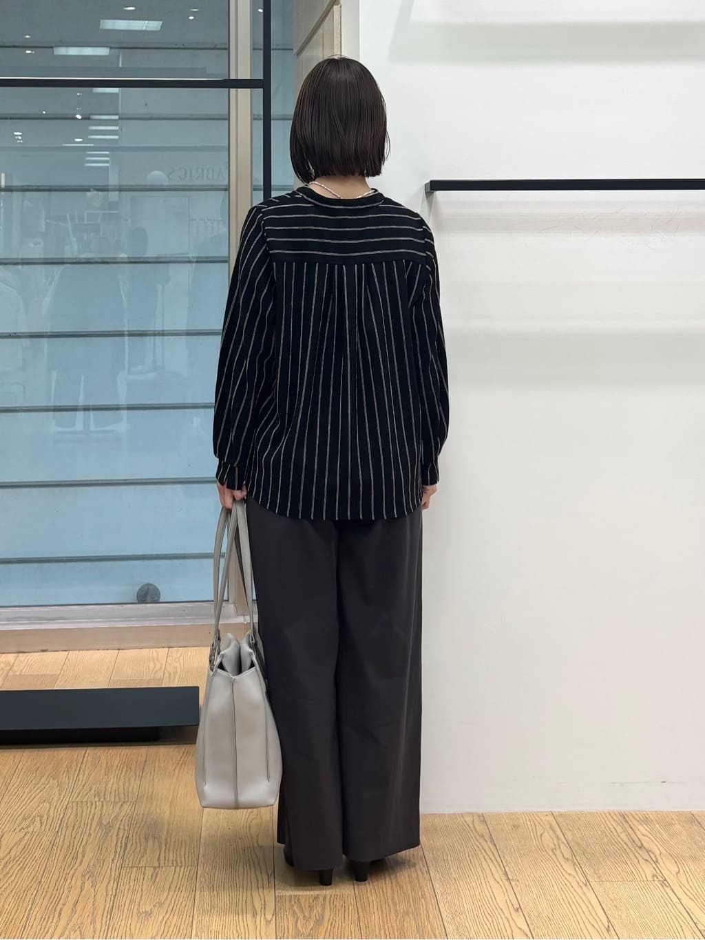 asamiさんの「INDIVI｜【洗える／着心地楽ちん】ブラウス風ストライプカットソートップス」を使ったコーディネート