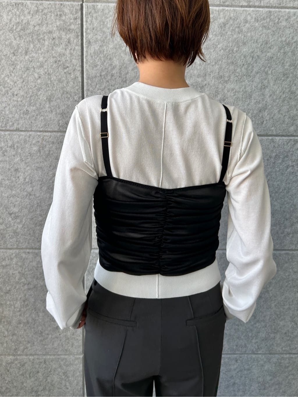 harunaさんの「CODE A｜organza shirring cami」を使ったコーディネート