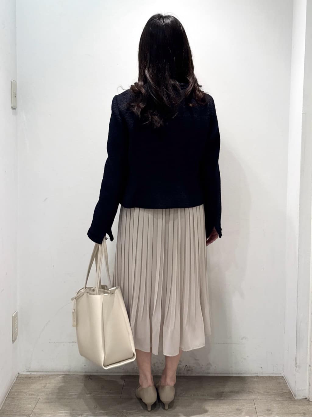 yuicciさんの「OPAQUE.CLIP｜《通勤／セットアップ対応》ノーカラーツイードジャケット【洗濯機OK】」を使ったコーディネート
