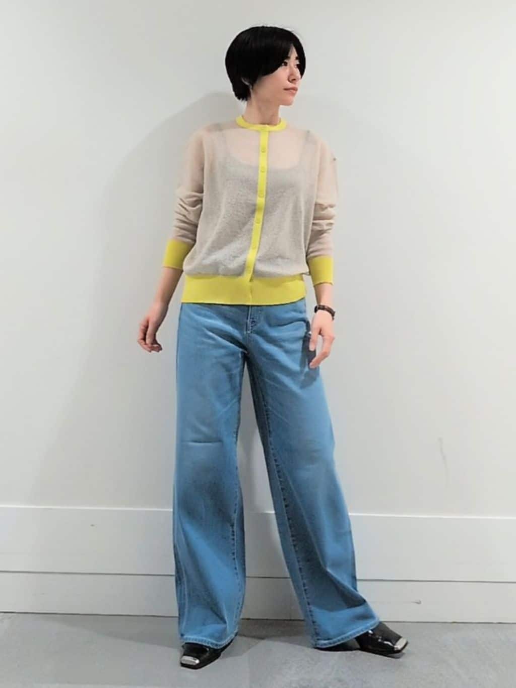 ミズタさんの「UNTITLED｜【洗える】シアーニットカーディガン」を使ったコーディネート