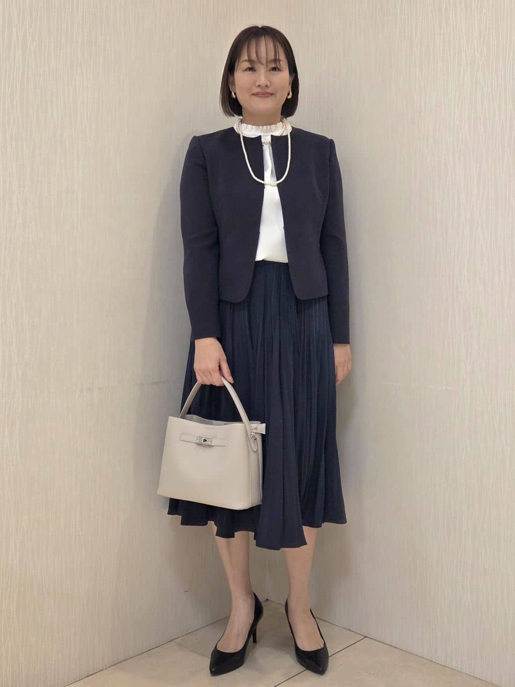 naokoさんの「UNTITLED｜◆【洗える/ストレッチ性/軽い】ノーカラージャケット」を使ったコーディネート