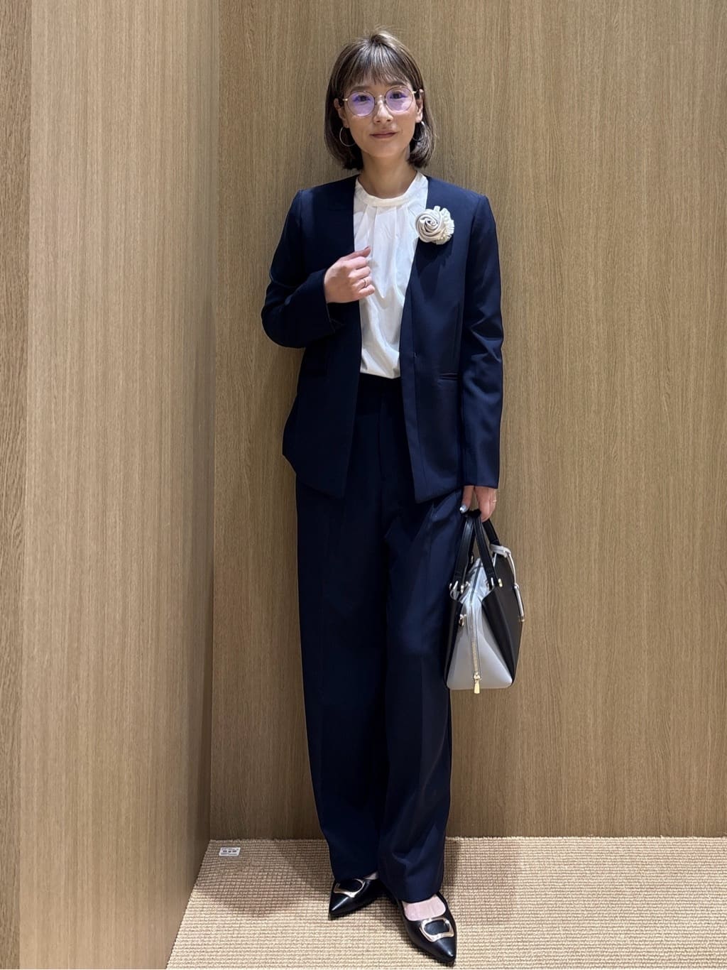 たけねぇさんの「OPAQUE.CLIP｜《通勤／セットアップ対応》 Vネックジャケット／ダブルクロス【洗濯機OK】」を使ったコーディネート
