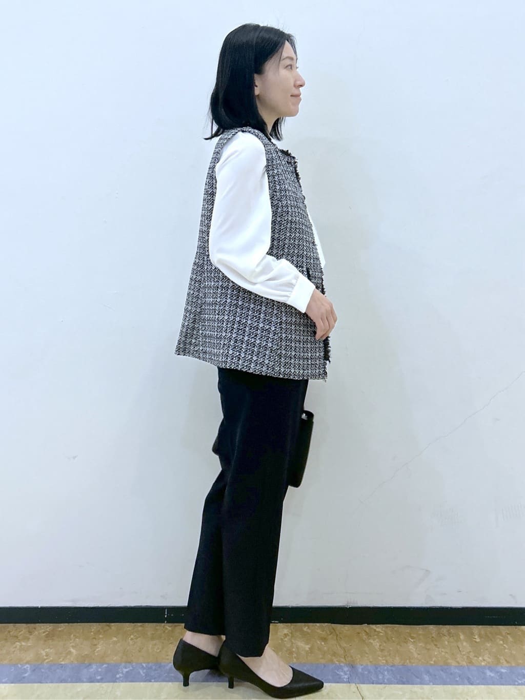 su.さんの「index｜ファンシーツイードペプラムジレ【洗える】」を使ったコーディネート