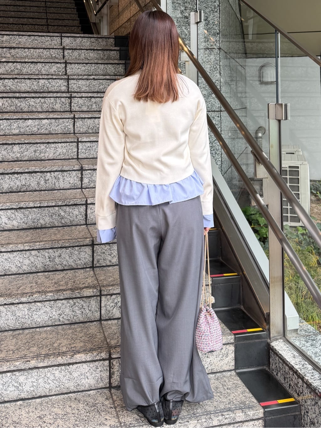 HANNAさんの「OPAQUE.CLIP｜ポロ衿シャツドッキングニット【洗濯機OK】」を使ったコーディネート