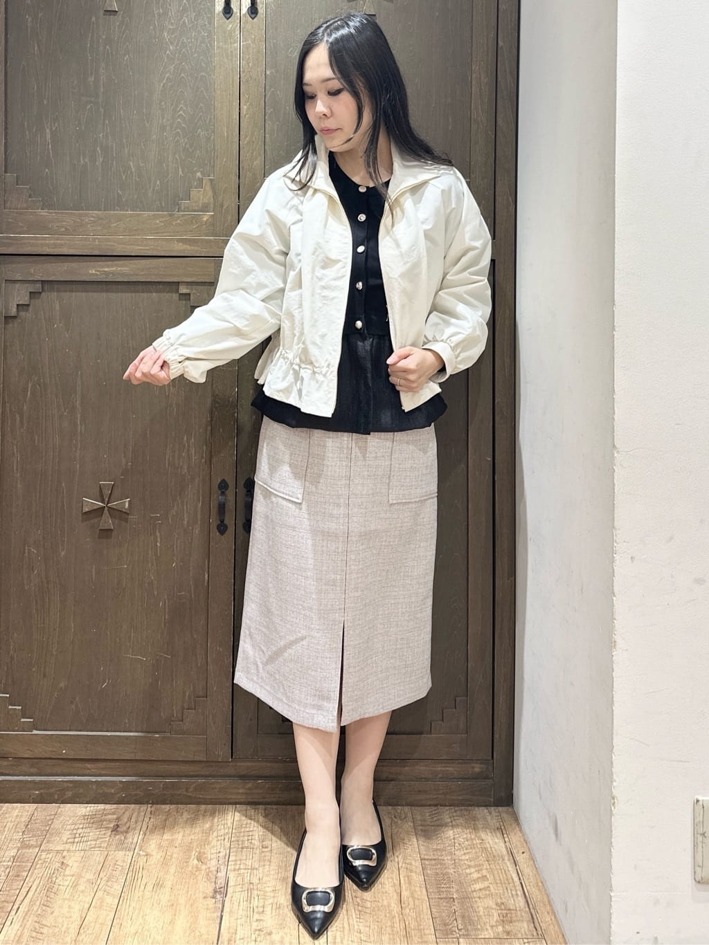 kanaさんの「index｜スタンドカラーペプラムブルゾン【洗濯機OK】」を使ったコーディネート