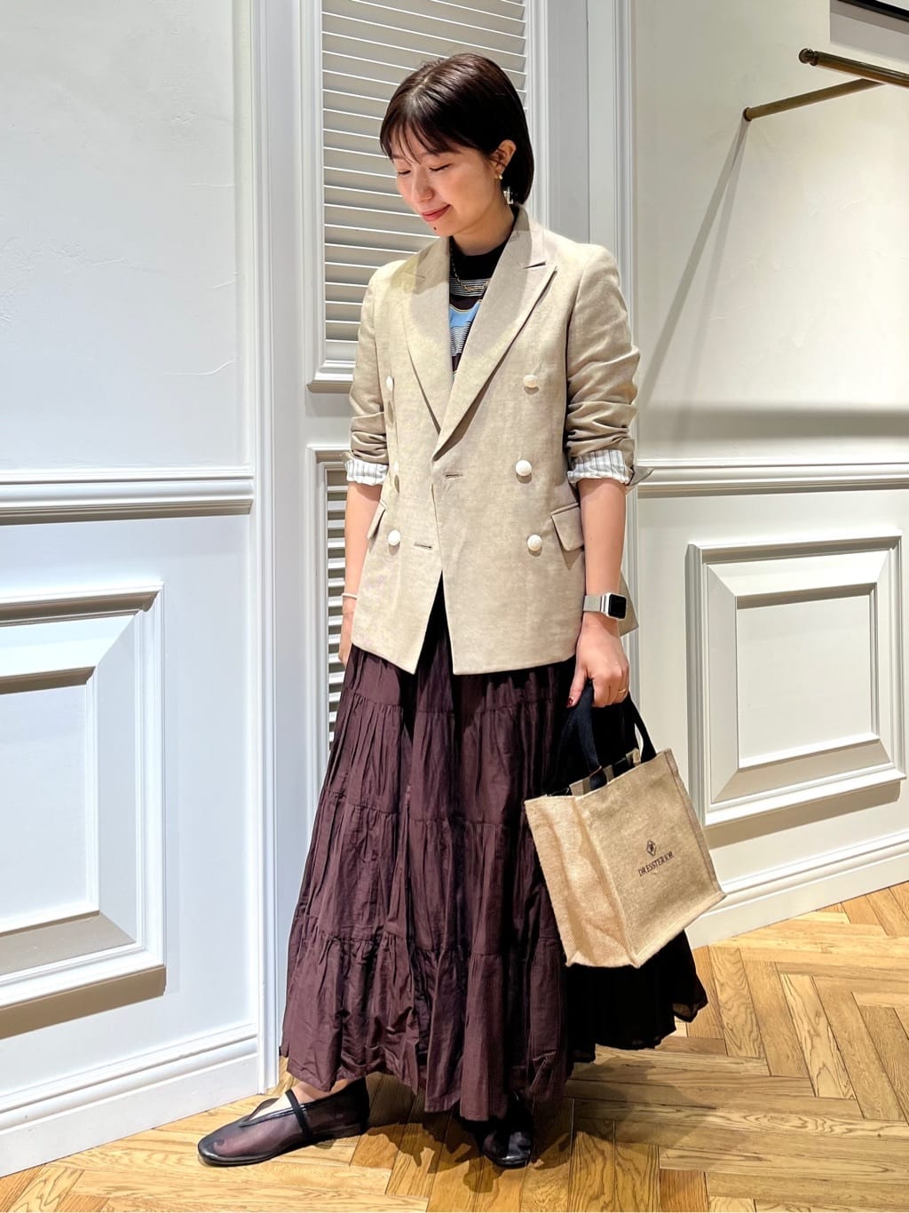 つじ まこさんの「DRESSTERIOR｜【セットアップ可】リネンブレンドダブルブレストジャケット」を使ったコーディネート