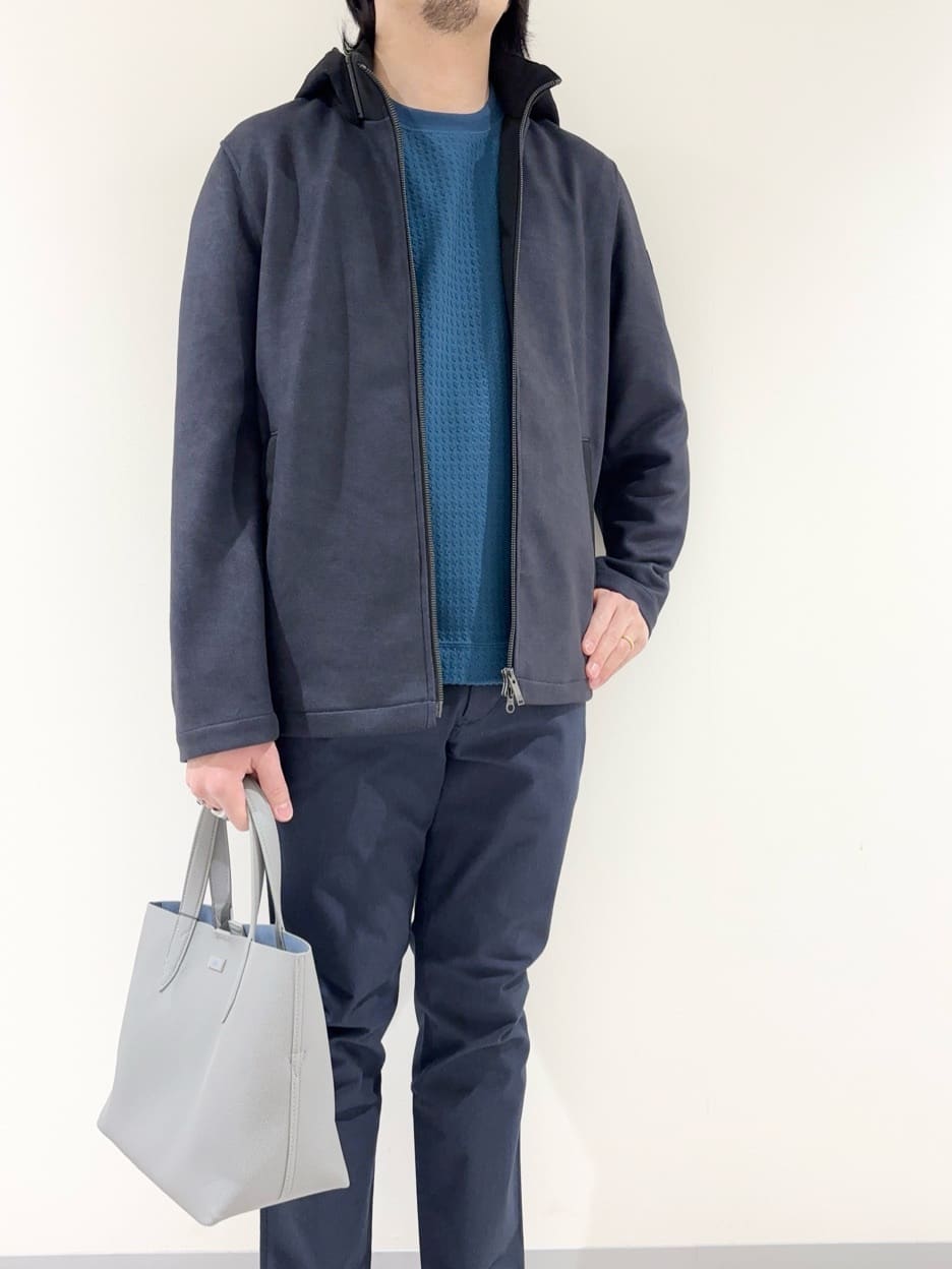及川さんの「TAKEO KIKUCHI｜【JUST ONE LAYER】ダウンファブリック ジップアップ フード ブルゾン」を使ったコーディネート