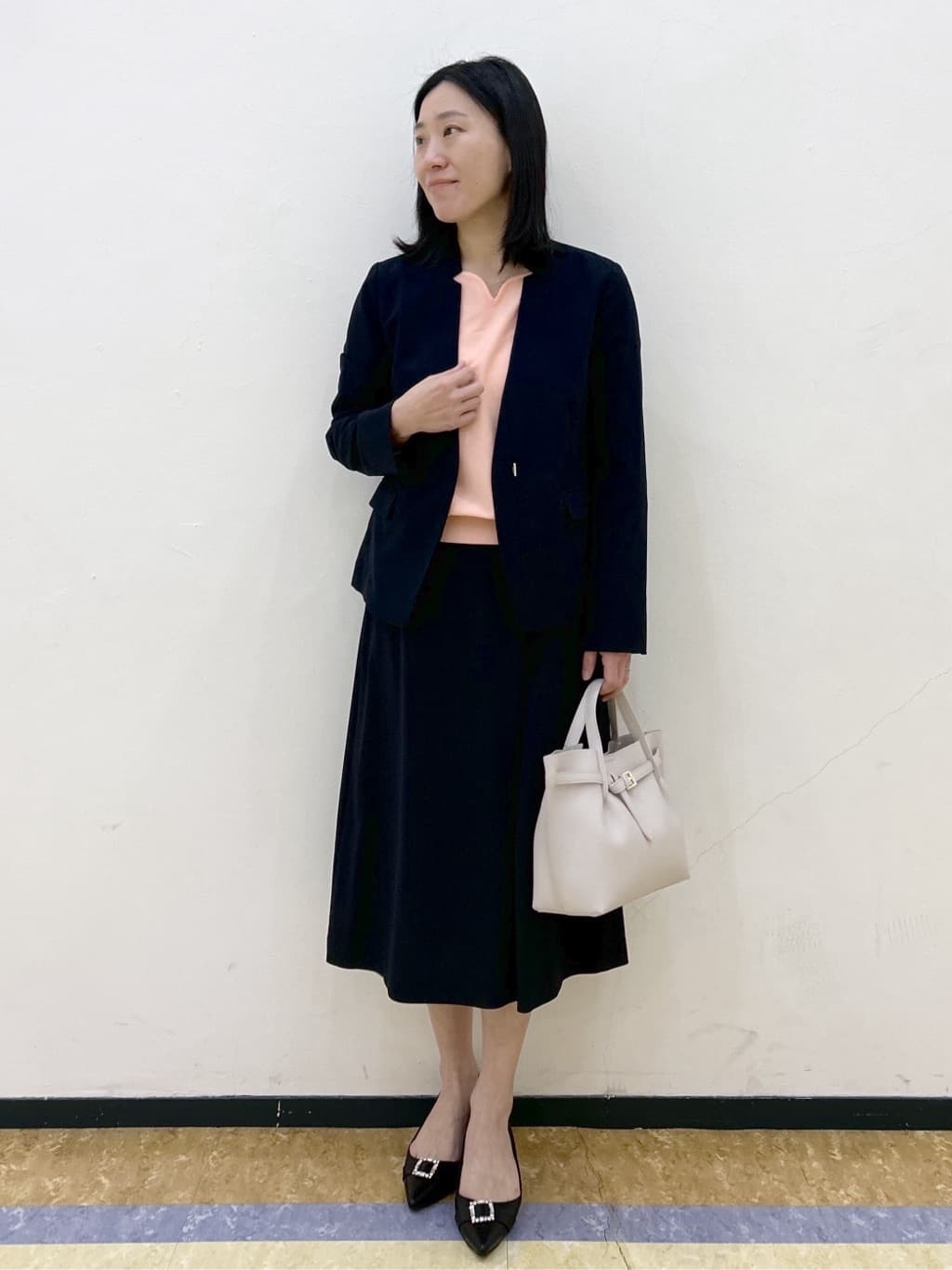 su.さんの「index｜【接触冷感／吸水速乾】ノーカラージャケット／セットアップ対応可《洗える／防シワ／ストレッチ》」を使ったコーディネート