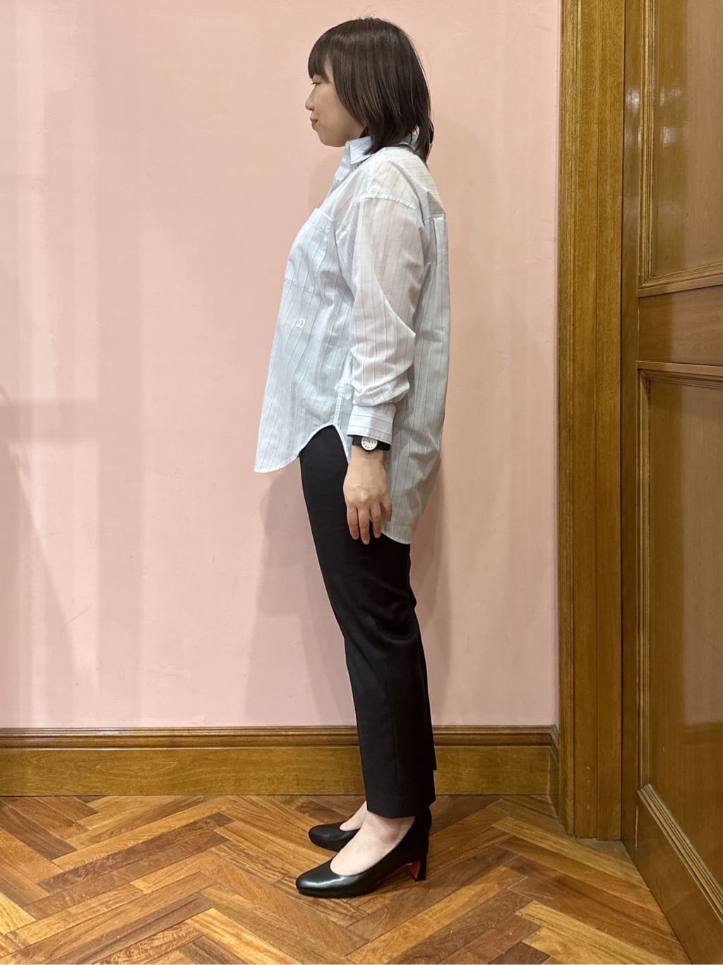 komatsuさんの「DRESSTERIOR｜シアー ストライプシャツ」を使ったコーディネート