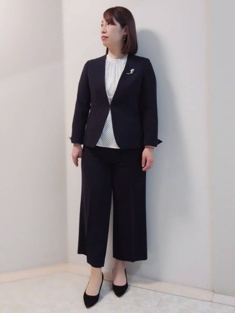 エリさんの「Reflect｜【SS-4Lサイズ／通勤／セットアップ可】ノーカラージャケット」を使ったコーディネート
