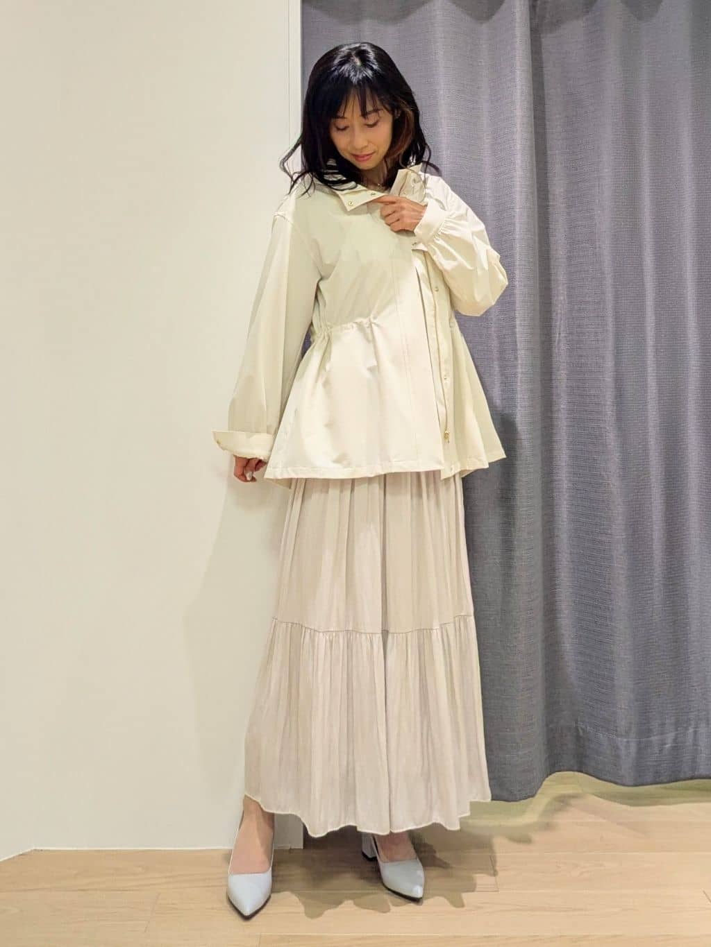 miiさんの「INDIVI｜【撥水／フード取外し可】凹凸素材ブルゾン」を使ったコーディネート