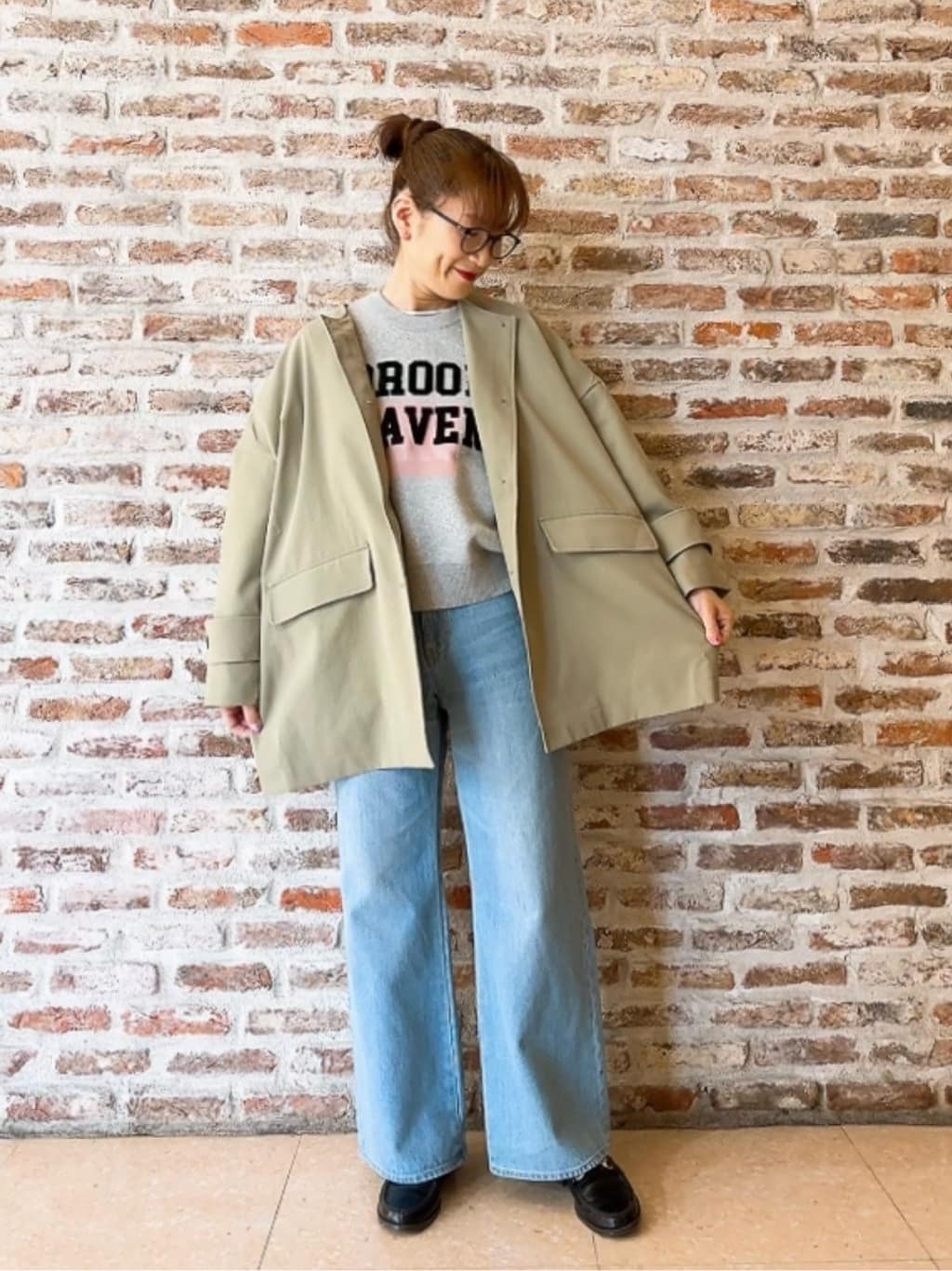 Yasucoさんの「Dessin｜【花粉ガード/撥水加工/洗える】クルーネックスプリングコート」を使ったコーディネート