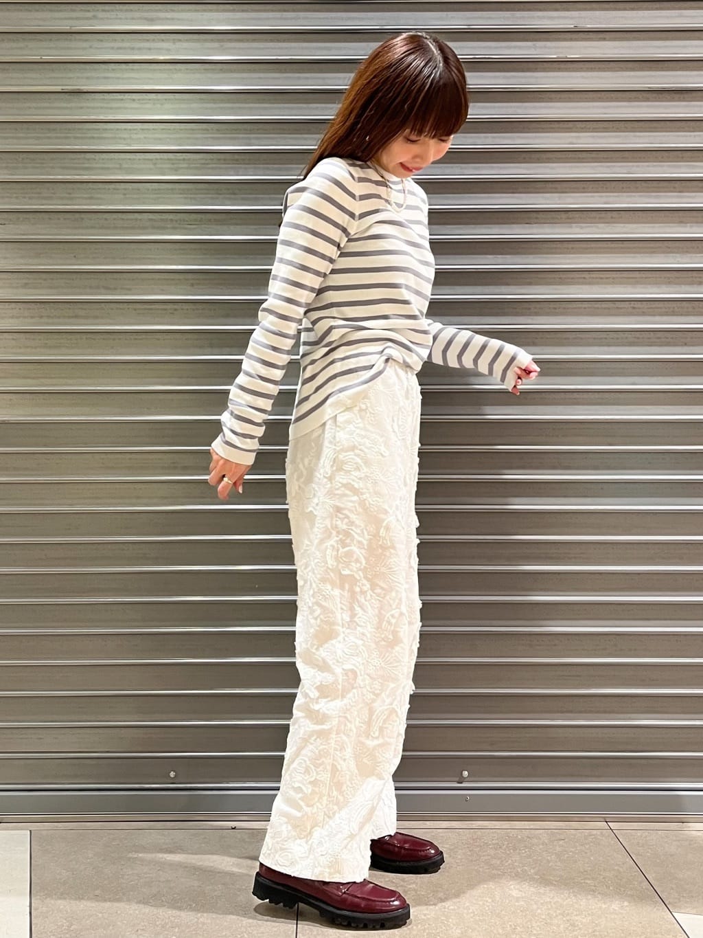 じゅんさんの「DRESSTERIOR｜◆【ウォッシャブル】コットンフルニードルボーダーニット」を使ったコーディネート