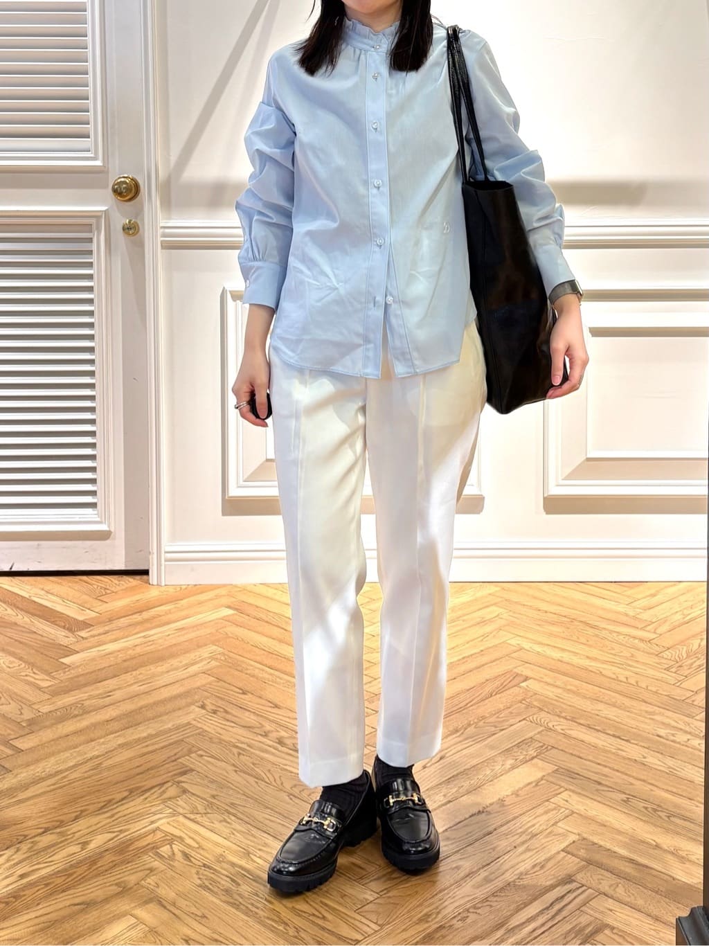 cocoさんの「DRESSTERIOR｜【ウォッシャブル/通勤】スタンドフリル ブラウス」を使ったコーディネート
