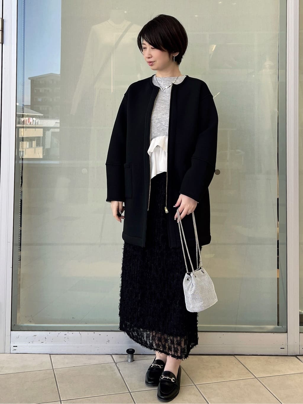 yo-koさんの「OPAQUE.CLIP｜リバーシブル配色ノーカラーコート【洗濯機OK】」を使ったコーディネート