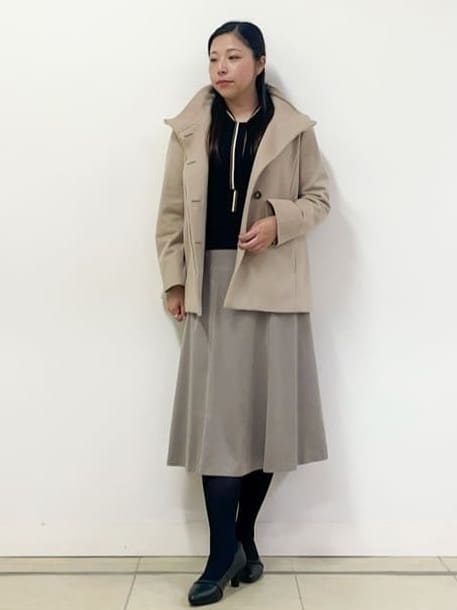 chisaさんの「Reflect｜【SS-4Lサイズ／衿が顔に当たらない◎】スタンドネックミドルコート」を使ったコーディネート