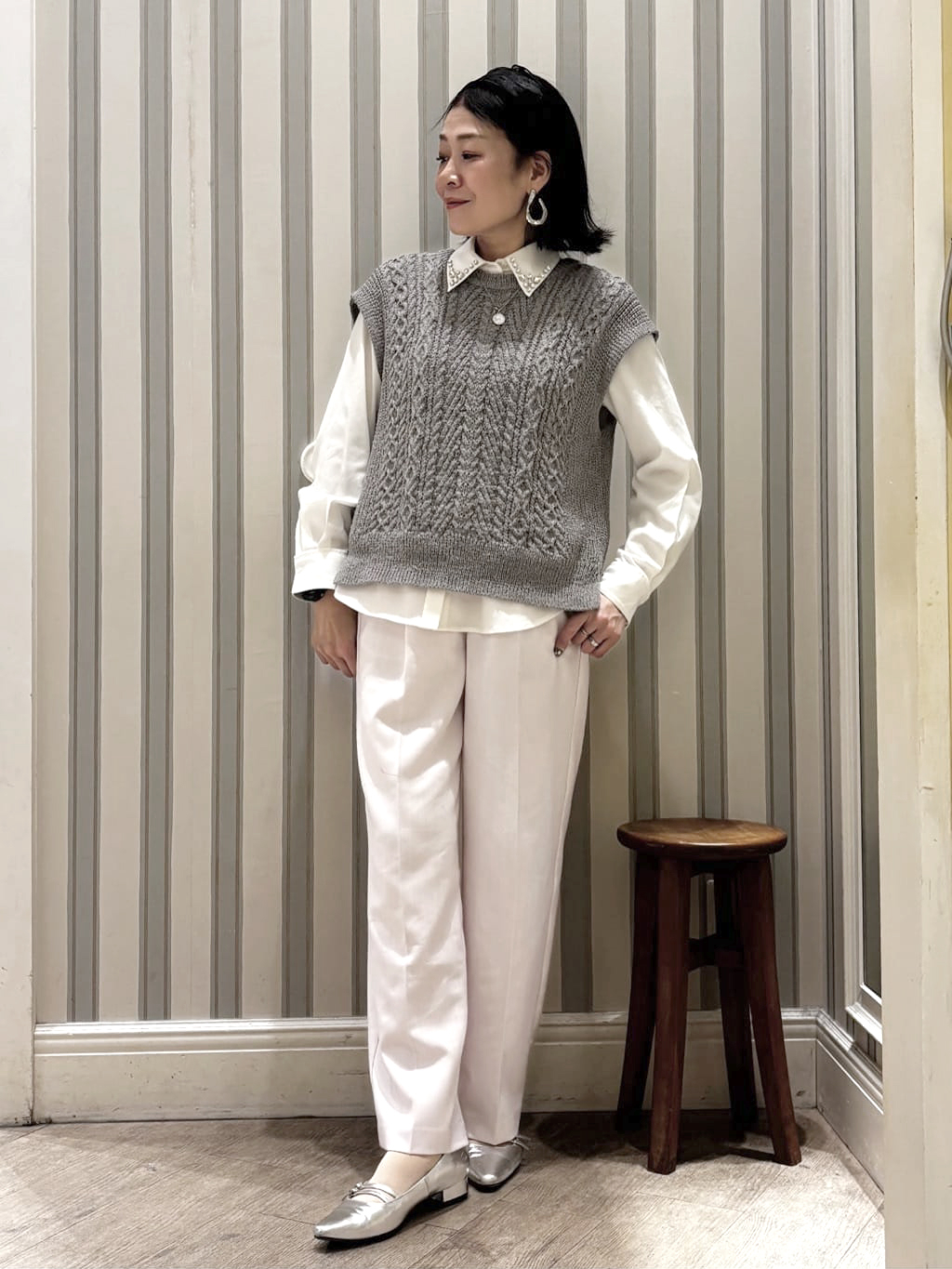 miccaさんの「grove｜【マシンウォッシュ/防シワ】ダブルテーラードジャケット【着回しカセット】」を使ったコーディネート