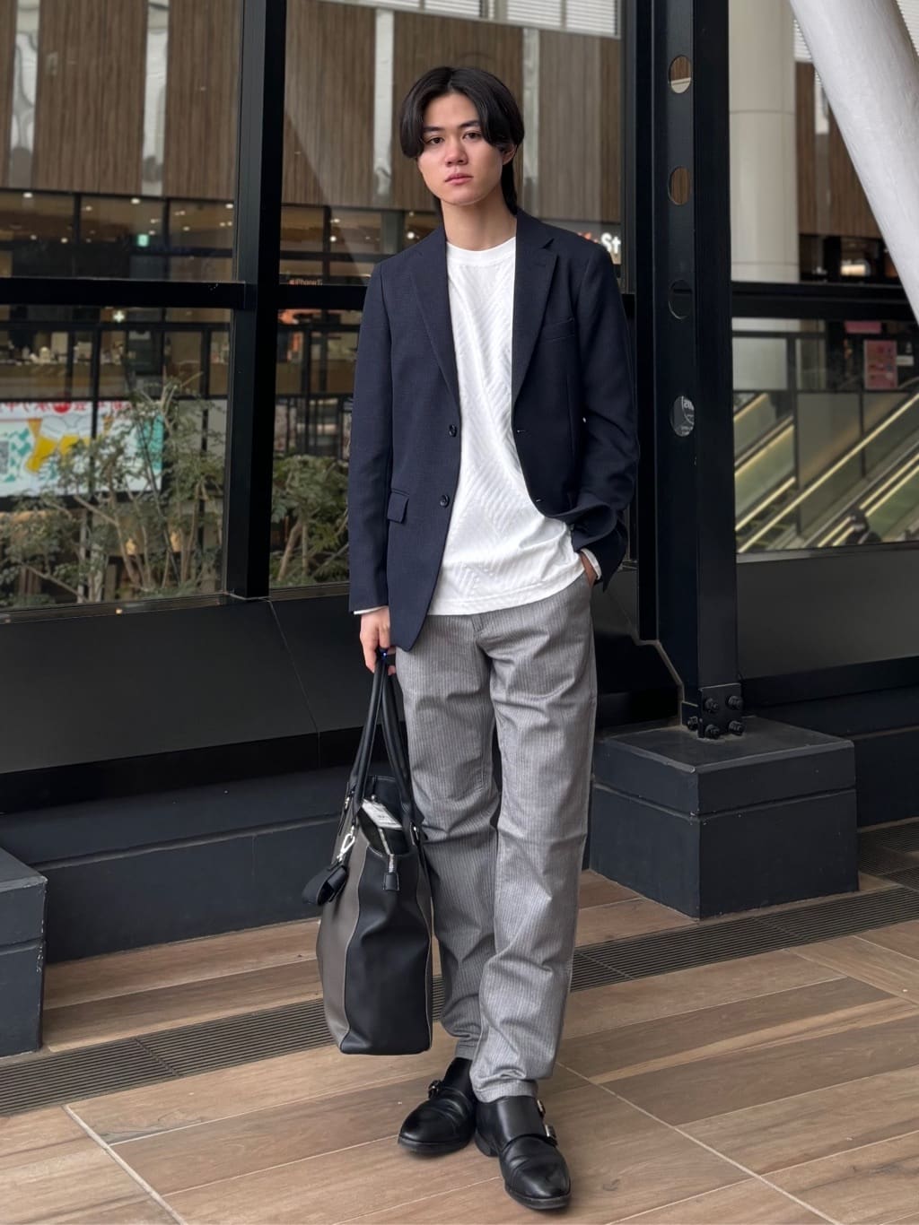うらしーさんの「THE SHOP TK｜【セットアップ可/防シワ/洗濯機OK】AVANT WOOLYグレンチェックジャケット」を使ったコーディネート