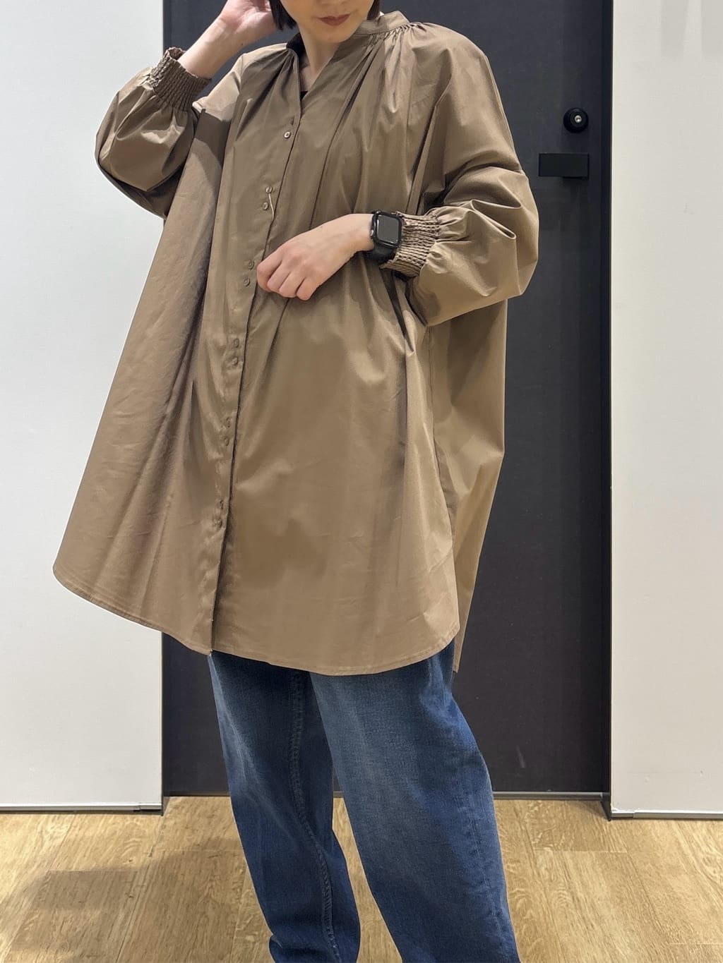 risaさんの「Dessin｜【洗える】シャーリングネックチュニックシャツ」を使ったコーディネート