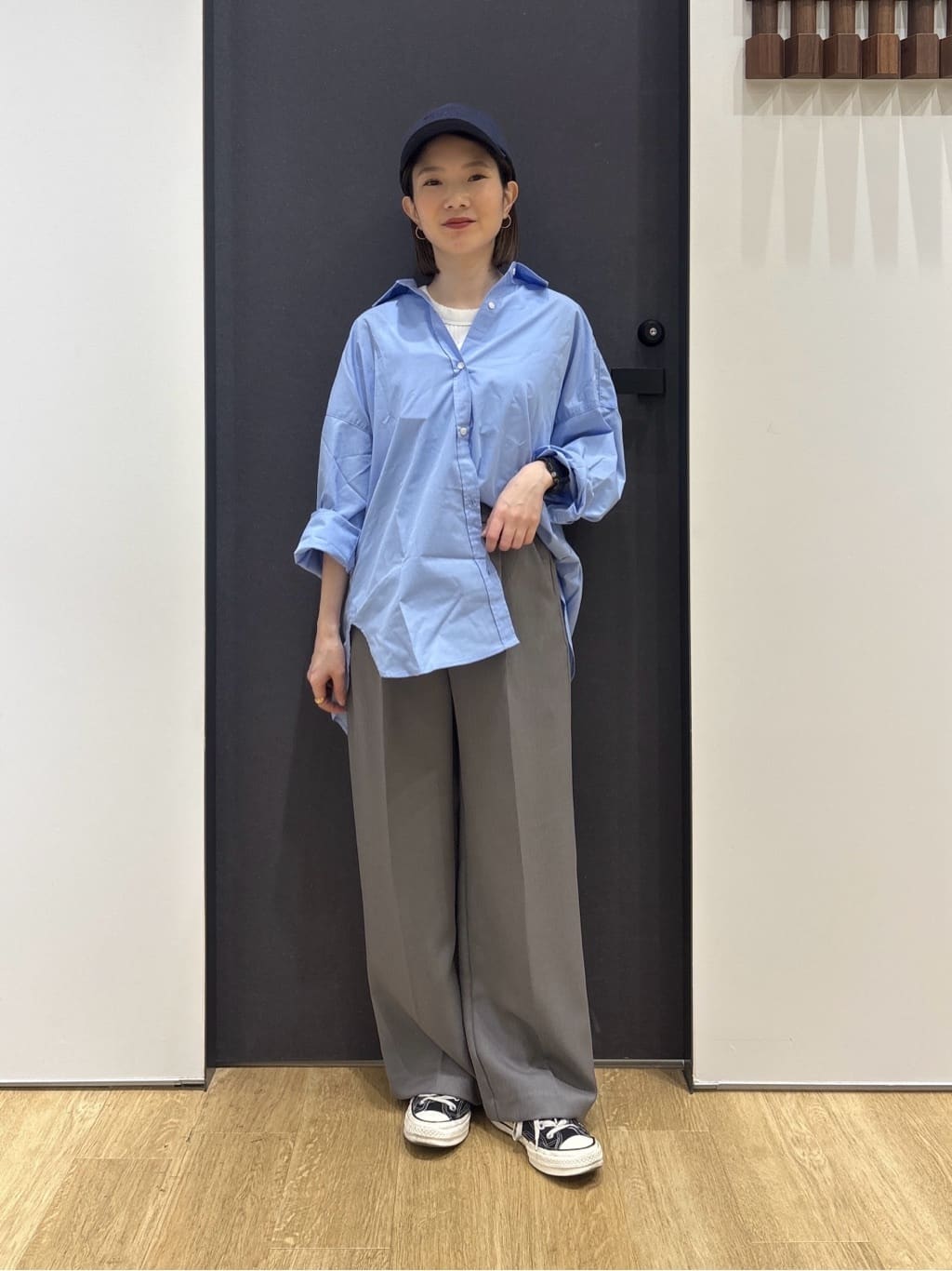 risaさんの「Dessin｜【洗える】サイドボタンセミワイドパンツ」を使ったコーディネート