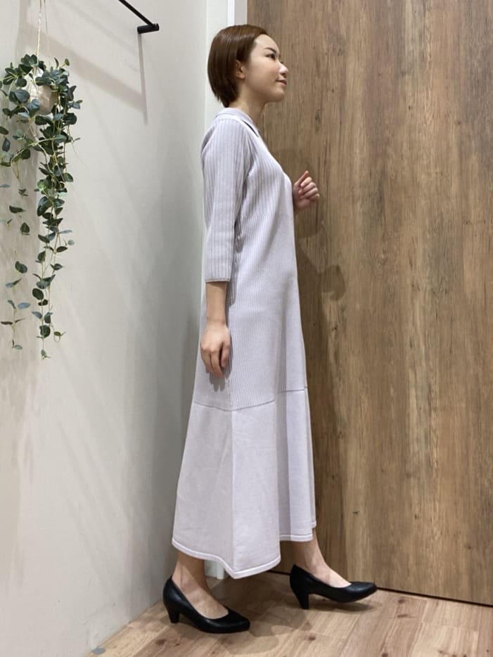 まなしぃさんの「grove｜高評価！【洗える】大人の上品ポロニットワンピース」を使ったコーディネート