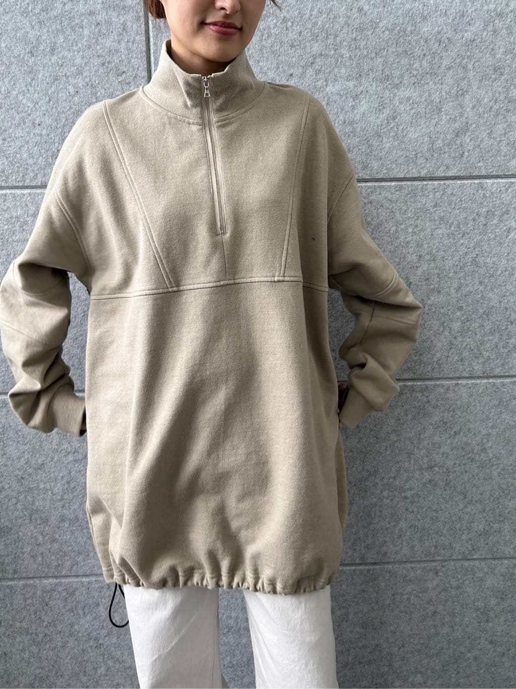 harunaさんの「CODE A｜half zip sweat mini dress」を使ったコーディネート