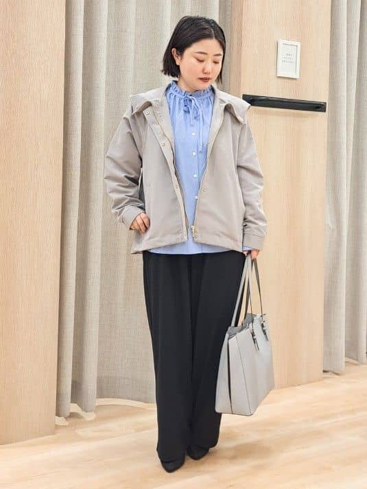 ふるさんの「grove｜きれい見えとイージーな着心地を両立した、ウエストシャーリング ワイドパンツ」を使ったコーディネート