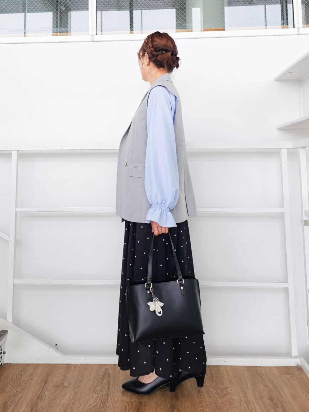 ゆゆさんの「SHOO･LA･RUE｜【セットアップ可/S-LL/洗濯機可】サッと羽織ってこなれ見え ダブルブレストジレ」を使ったコーディネート