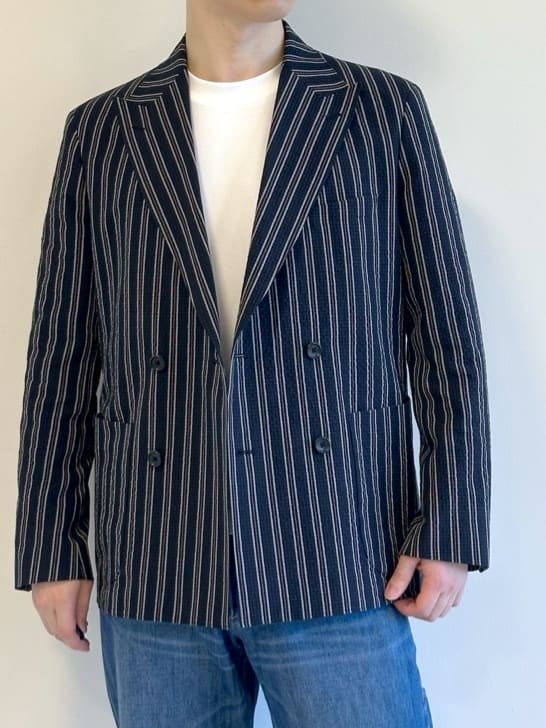 イッシーさんの「TAKEO KIKUCHI｜【BOWLER HAT LABEL】サッカーストライプ ダブルジャケット」を使ったコーディネート