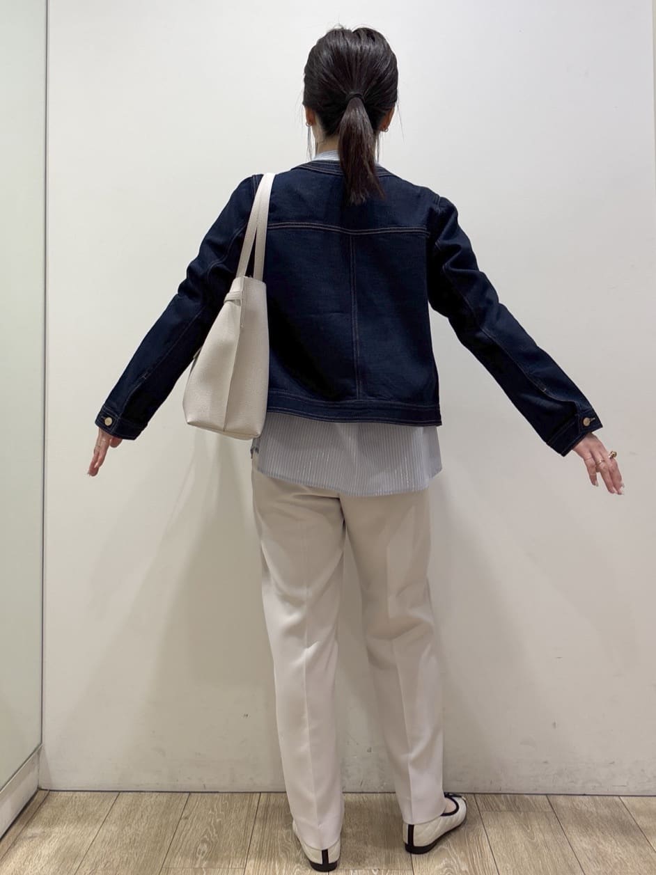 mameさんの「index｜ミニマルノーカラーデニムジャケット【洗濯機OK】」を使ったコーディネート