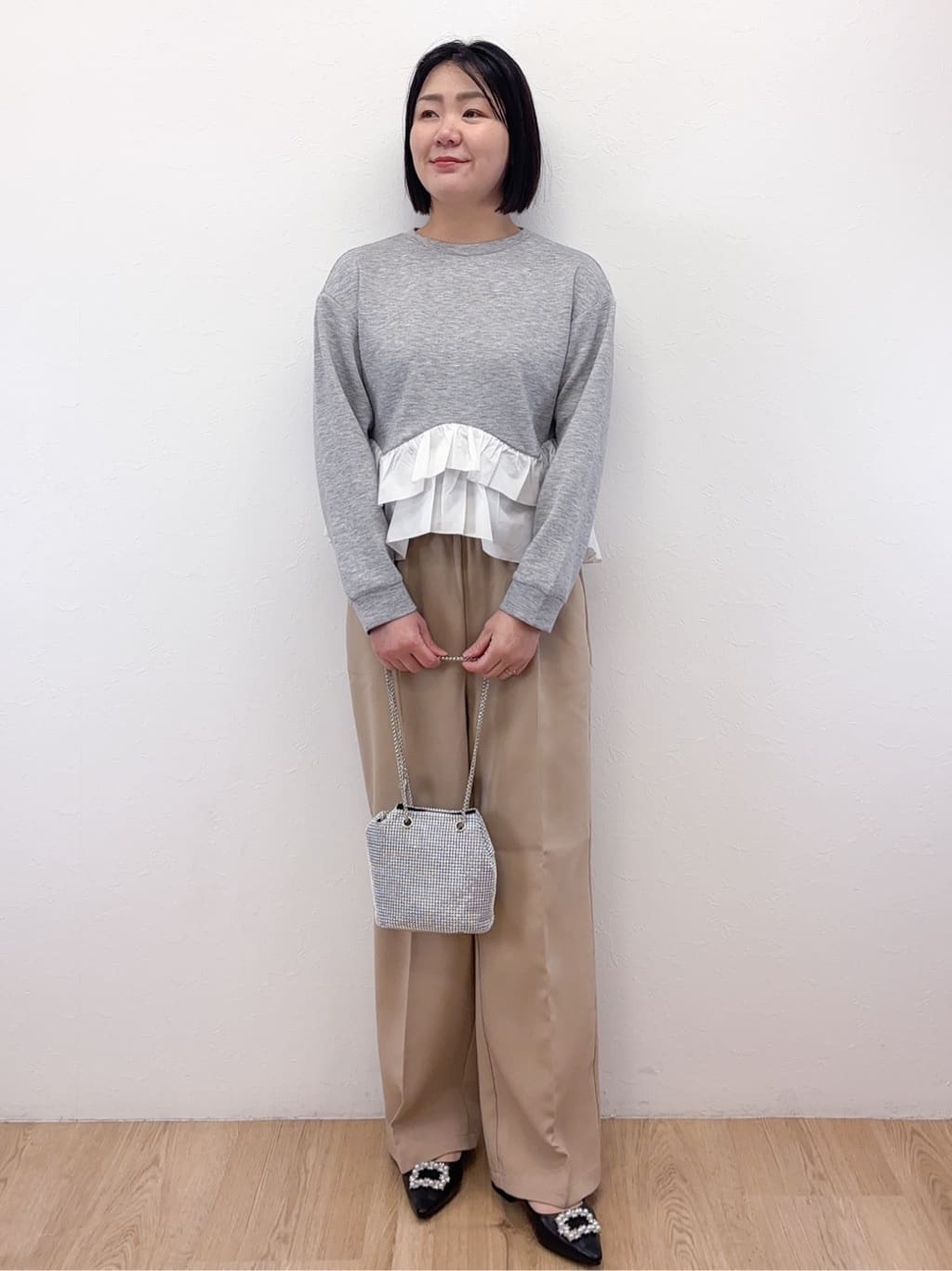 Takeさんの「OPAQUE.CLIP｜裾フリルドッキングトップス【洗濯機OK】」を使ったコーディネート