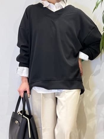 misakiさんの「SHOO･LA･RUE｜【選べる色・柄/S-LL】通年使える レギュラーカラーシャツ」を使ったコーディネート