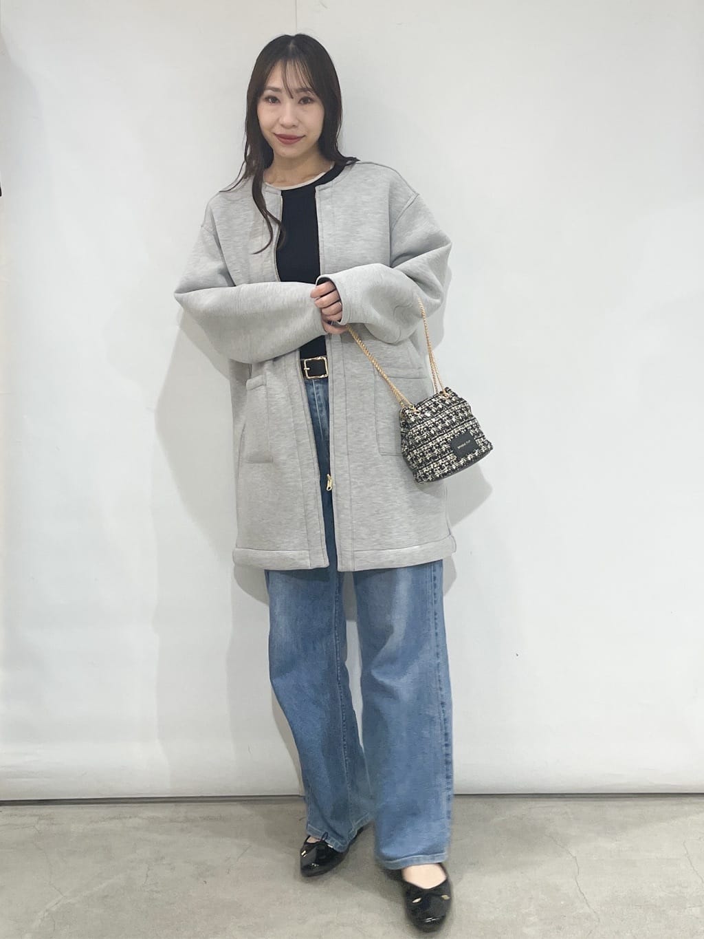 sayaさんの「OPAQUE.CLIP｜レイヤード風クルーネックリブニット【洗濯機OK】」を使ったコーディネート
